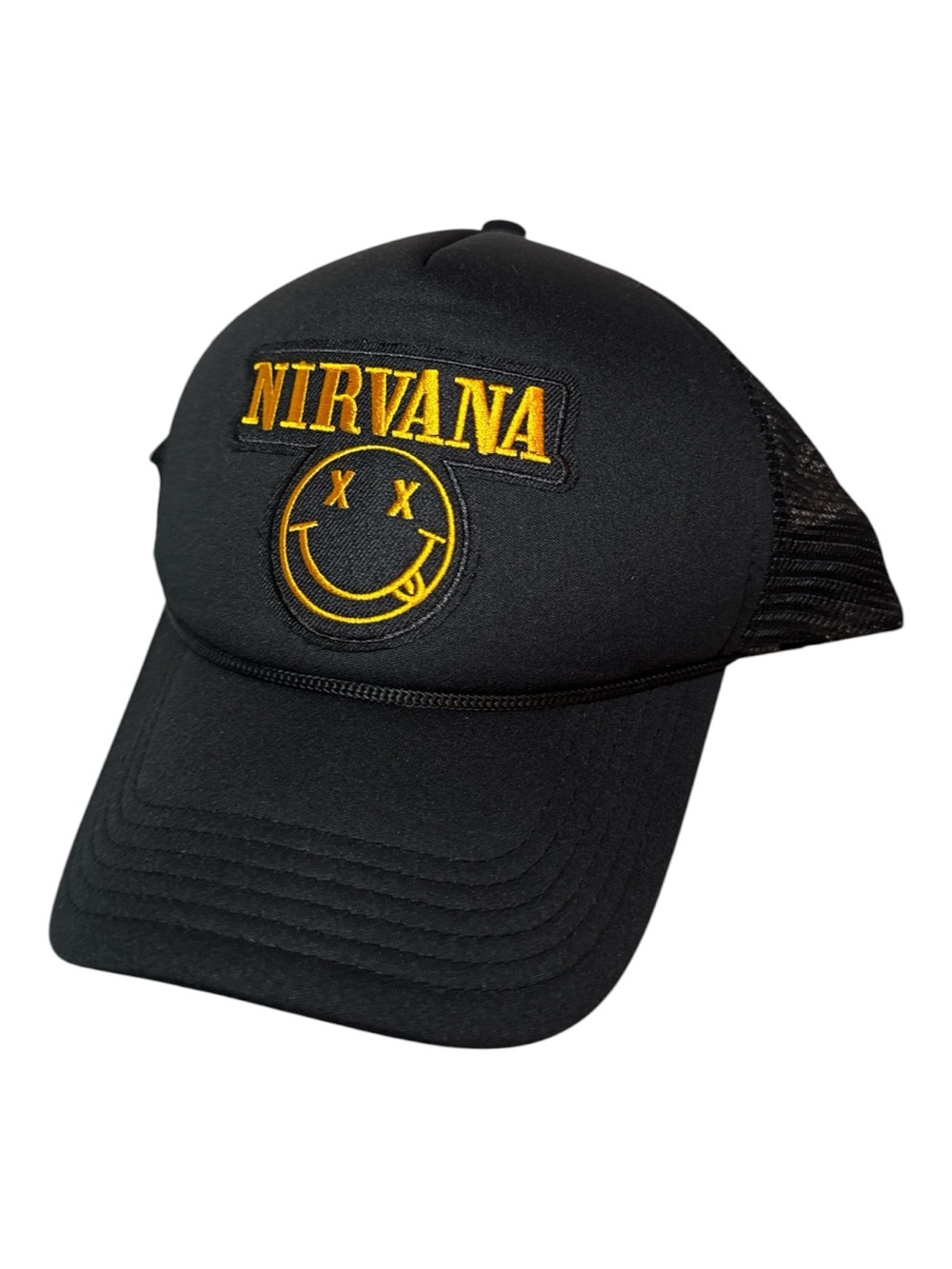 NEW! Nirvana Trucker Hat Black Yellow